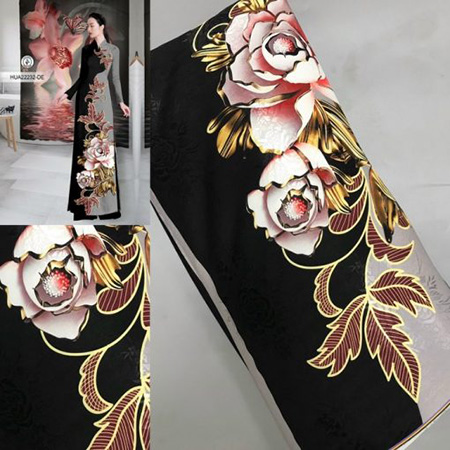 Vải áo dài 3D hoa hồng - In Vải Phượng Hoàng - Công Ty TNHH In ấn Phượng Hoàng